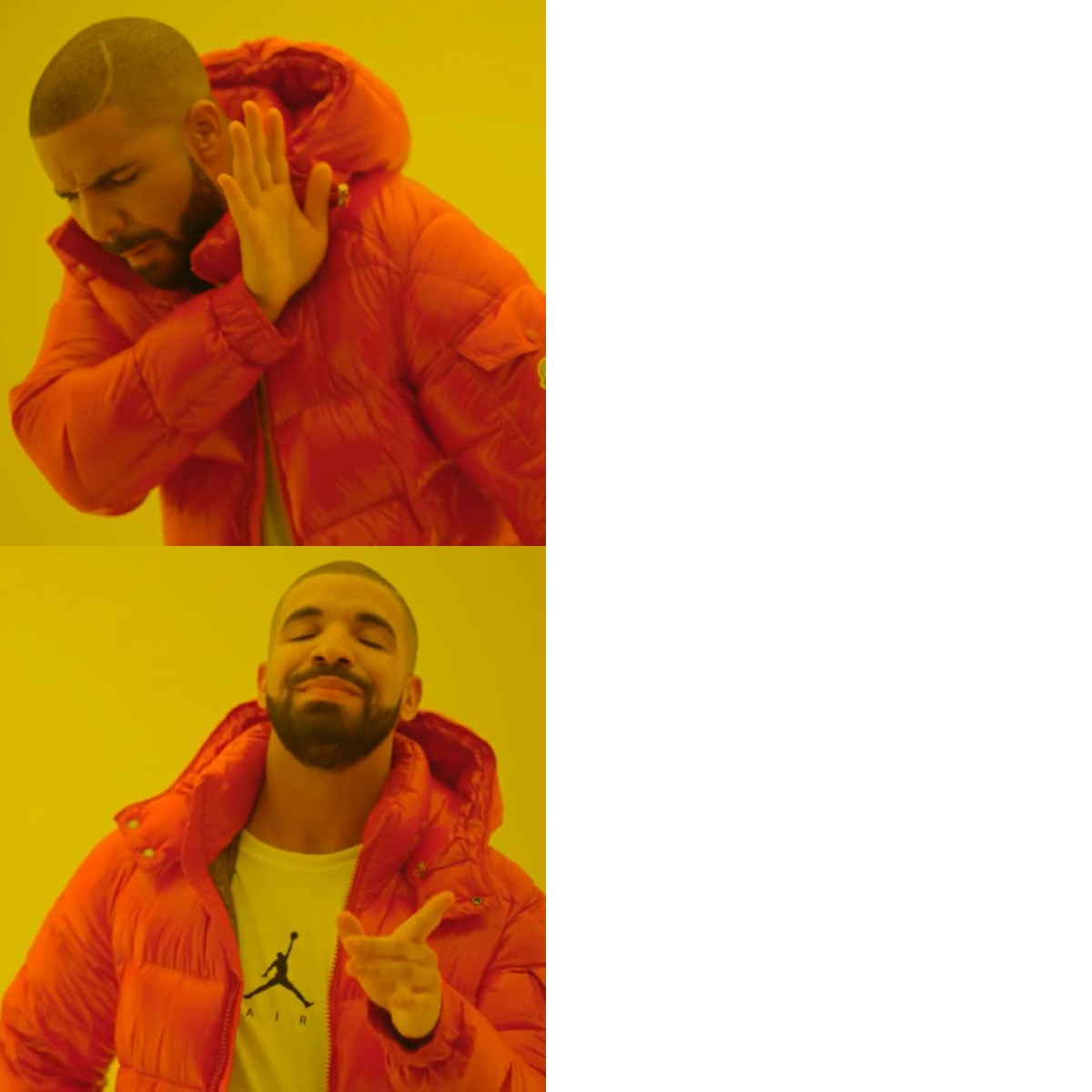 Drake Hotline Bling meme about Rael