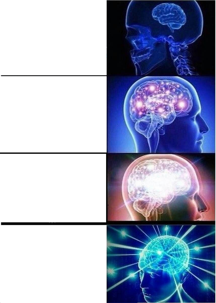 Expanding Brain meme about Rael