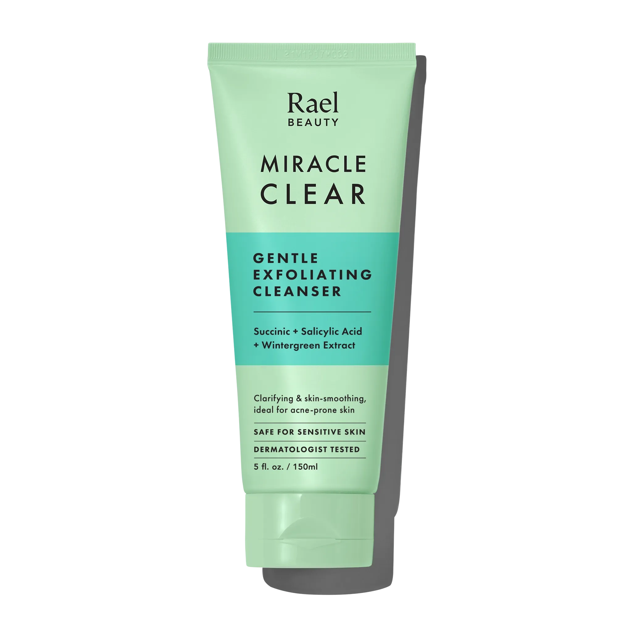 Tube of Rael Beauty Miracle Clear Gentle Exfoliating Cleanser on a white background