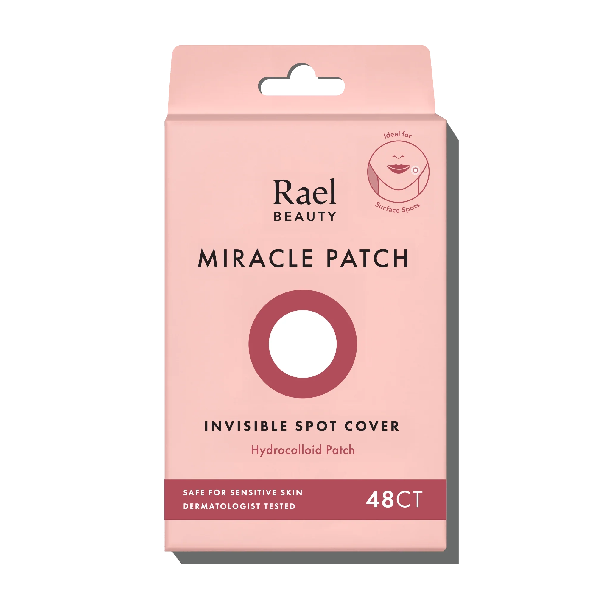 Pink packaging of Rael Beauty Miracle Patch on a white background