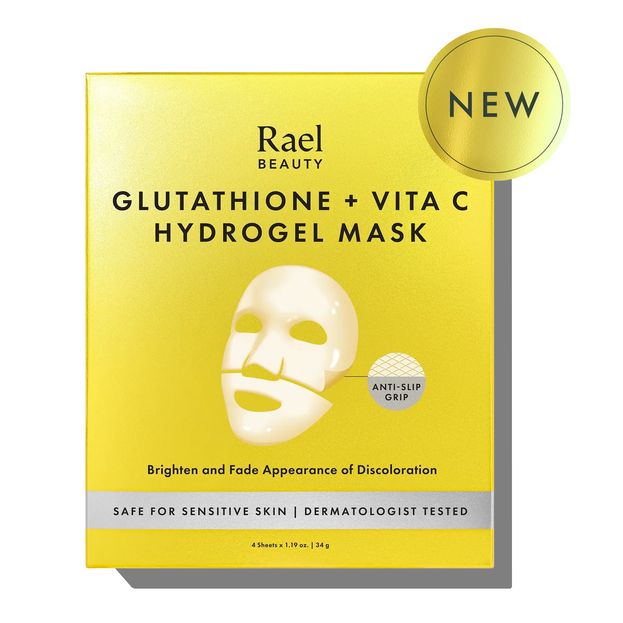 Rael Beauty Glutathione + Vita C Hydrogel Mask packaging on a white background