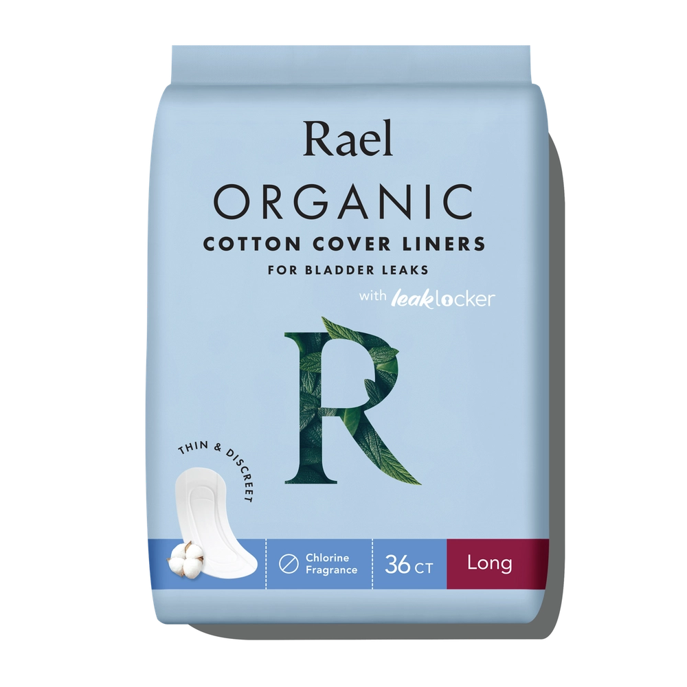 Long Organic Cotton Cover Incontinence Liners, light blue package