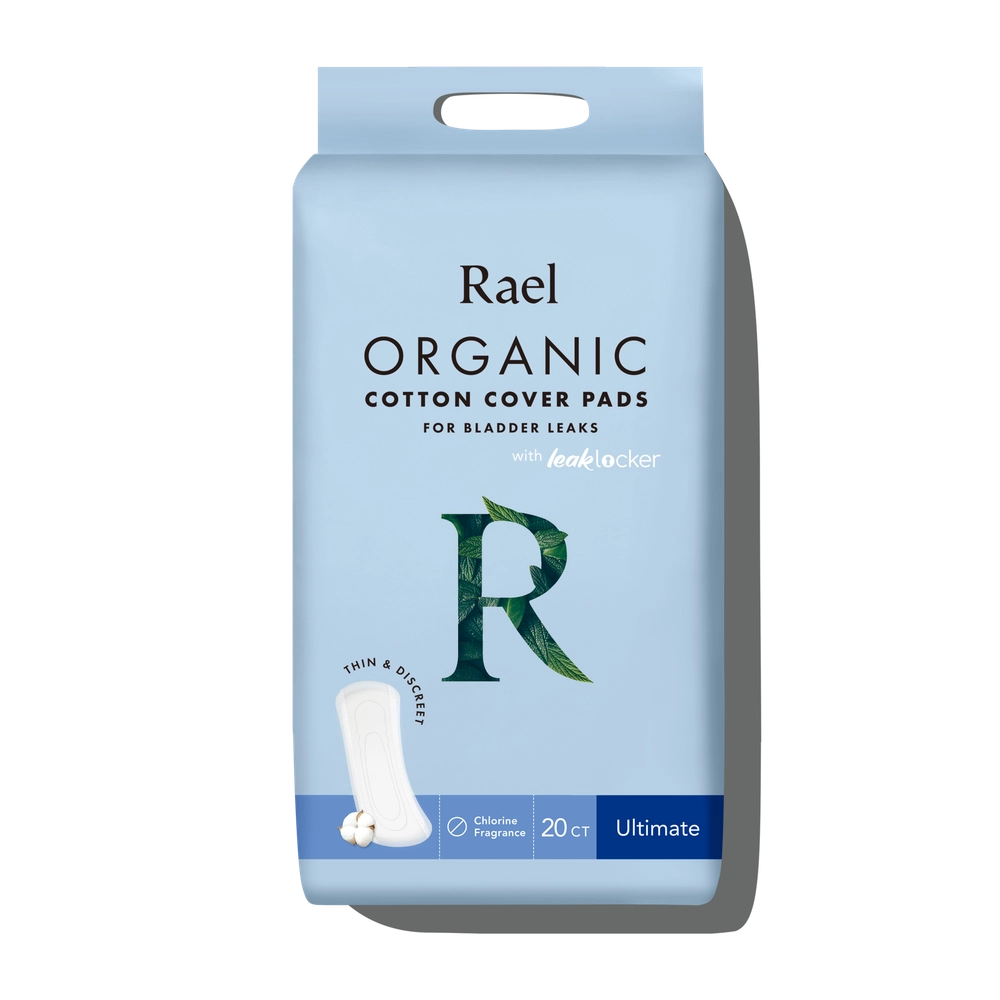 Ultimate Organic Cotton Cover Incontinence Pads, light blue package
