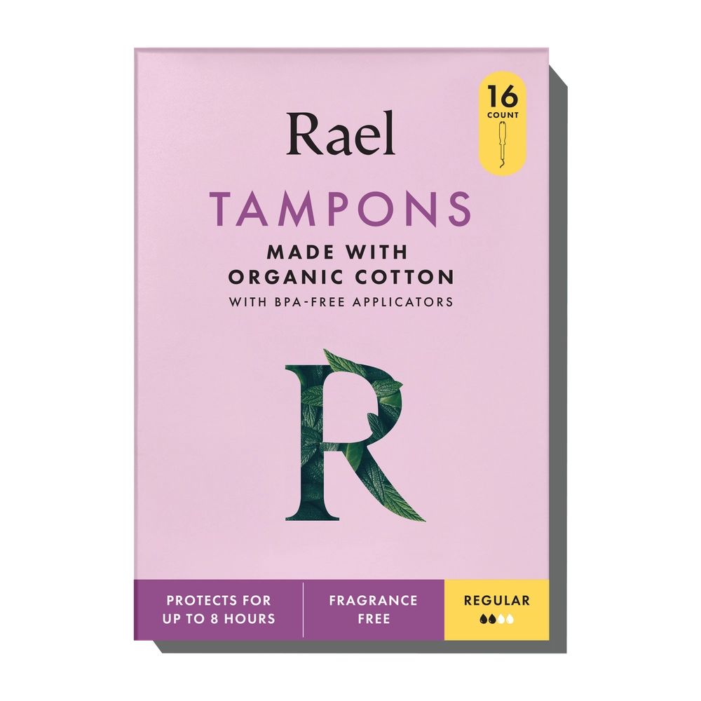 Regular Tampons Made With Organic Cotton, pink box